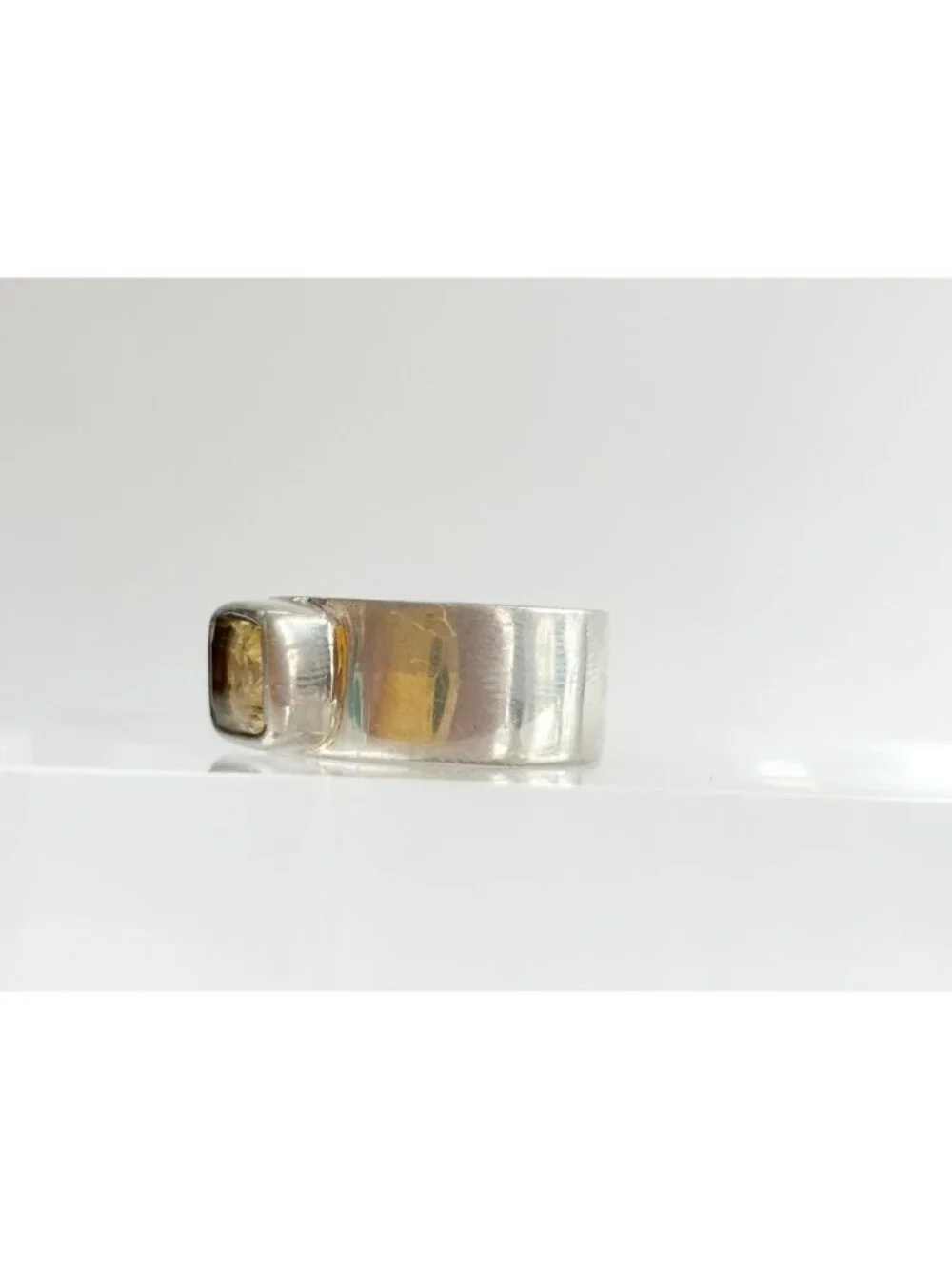 Citrine Semi Precious Gemstone Sterling Silver 925 Vintage Ring - sz 9.75
